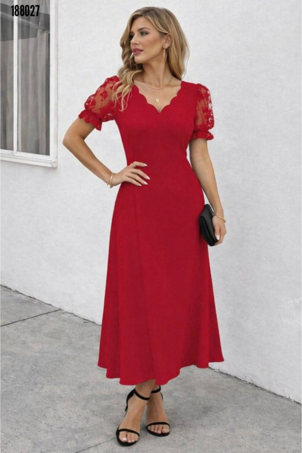 New Season Women's V-Neck Short Sleeve Long Janjan Stylish Evening Dress