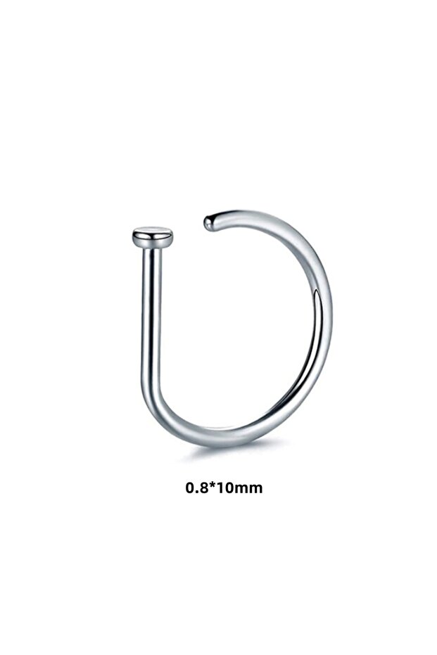 WA7304-1-2 New Curved Barbells Fake Nose Piercing D Shaped Tragus Helix Stud Earring Hoop Septum Sta