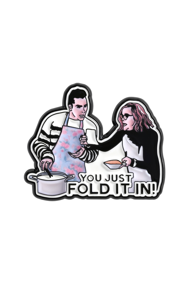 as show You Just Fold It In Enamel Pin Comedy TV Series David And Moira Rose Classic Lines Brooch La