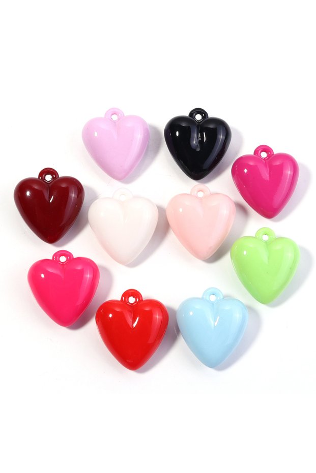 Mixed 5pcs/lot Acrylic Heart Charms Pendant Colorful 32X35mm Love Heart Pendants For DIY Handmade Je