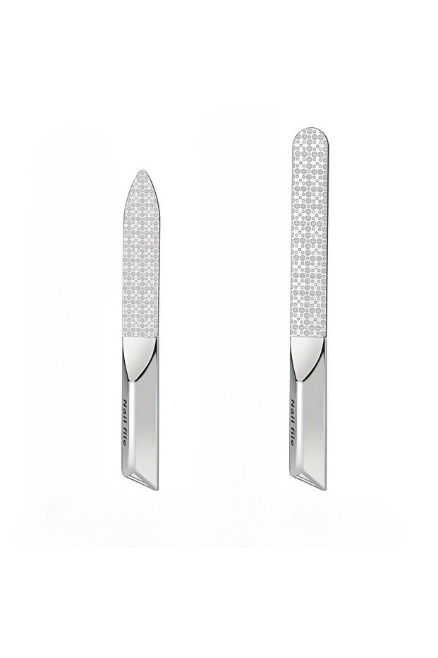 2 pcs no tube 2pcs Stainless Steel Nail File Set Double-Sided Thickened Nail Filing Tool for Manicur