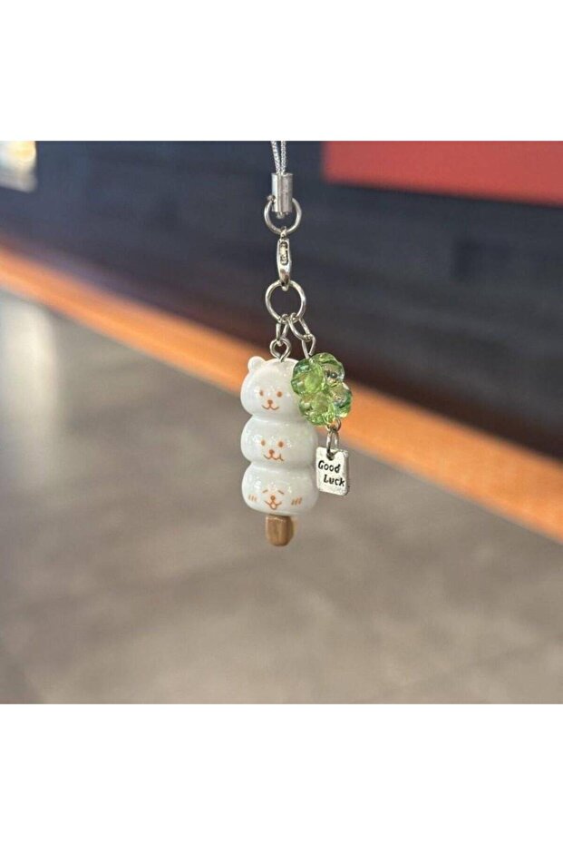 Green Kawaii Cat Lucky Leaf Phone Charm Pendant Handmade DIY Accessory for CCD Camera Korean Style N