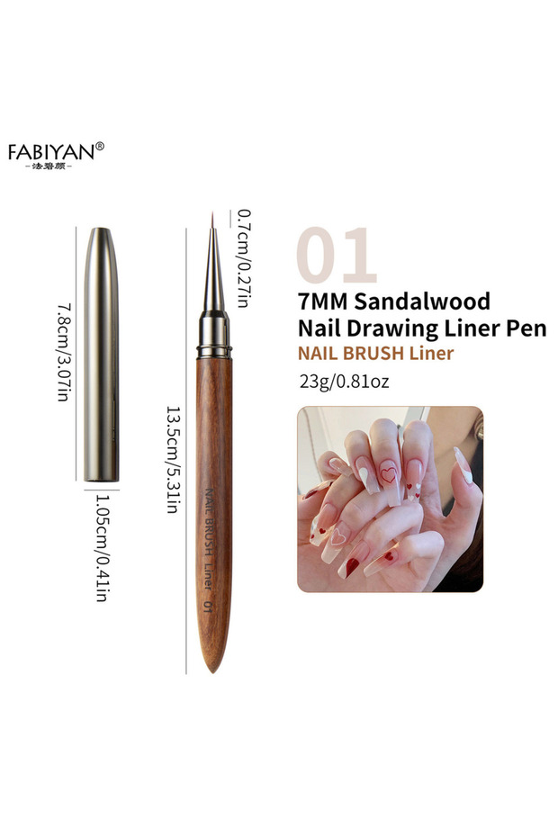 01 1Pcs Sandalwood Nail Art Brush Nail Art Liner Brushes Drawing Lines Stripe Flower Painting Pen DI