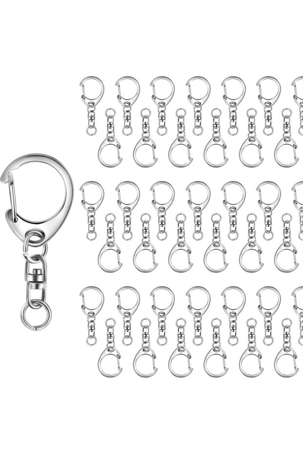 silver color 30PCS/set 3 Colors Split Key Rings, with Zinc Alloy Lobster Claw Clasps For Key Chain P