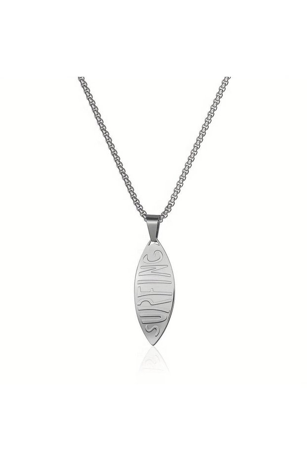 Silver Stainless Steel Fashion Male Outdoor Surfboard Pendant Necklace Jewelry Ornaments Gift