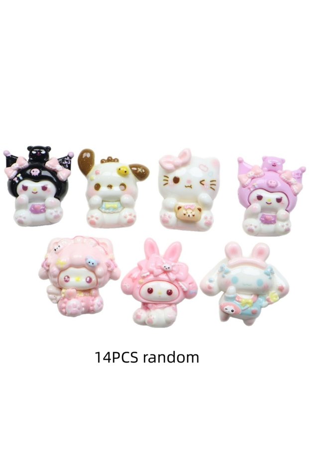 14PCS random 14/140PCS Cartoon DIY resin accessories, cute cream glue handmade hair clip, phone case