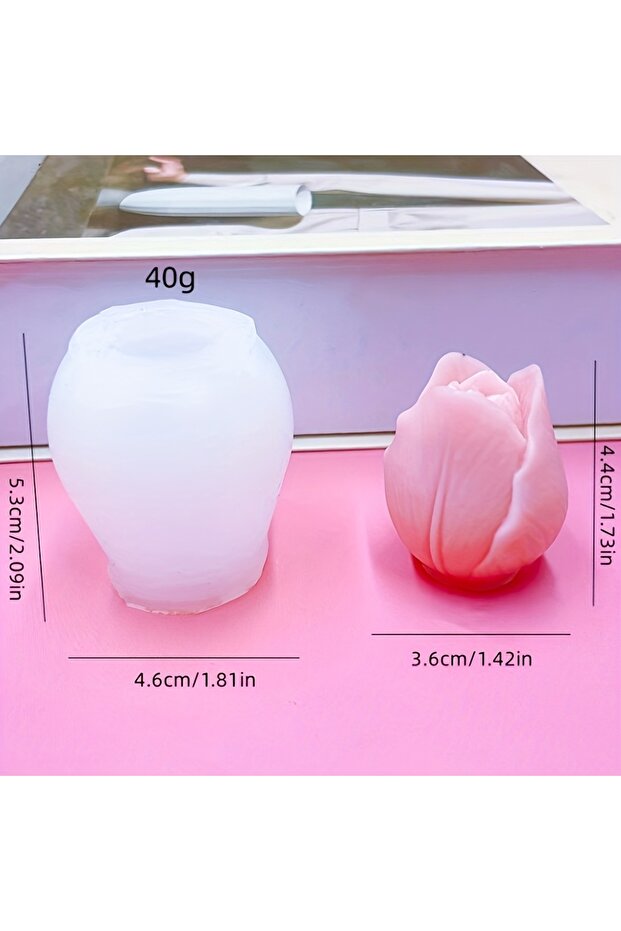 White Silicone Tulip Candle Mold, DIY Bouquet Aromatherapy Stone Handmade Soap Decoration, Floral Th