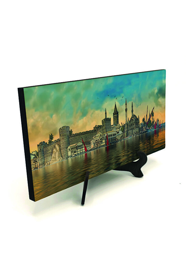 سطح طاولة من MDF مطبوع عليه صورة مدينة اسطنبول مقاس 10x20 2G-İstS1