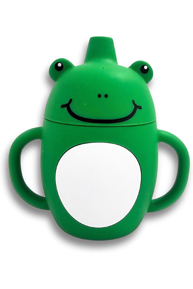 Green Frog Silicone Sippy Cup and Snack Container for Toddlers,BPA-Free,Leak-Proof,Easy-Grip with Handles,7oz