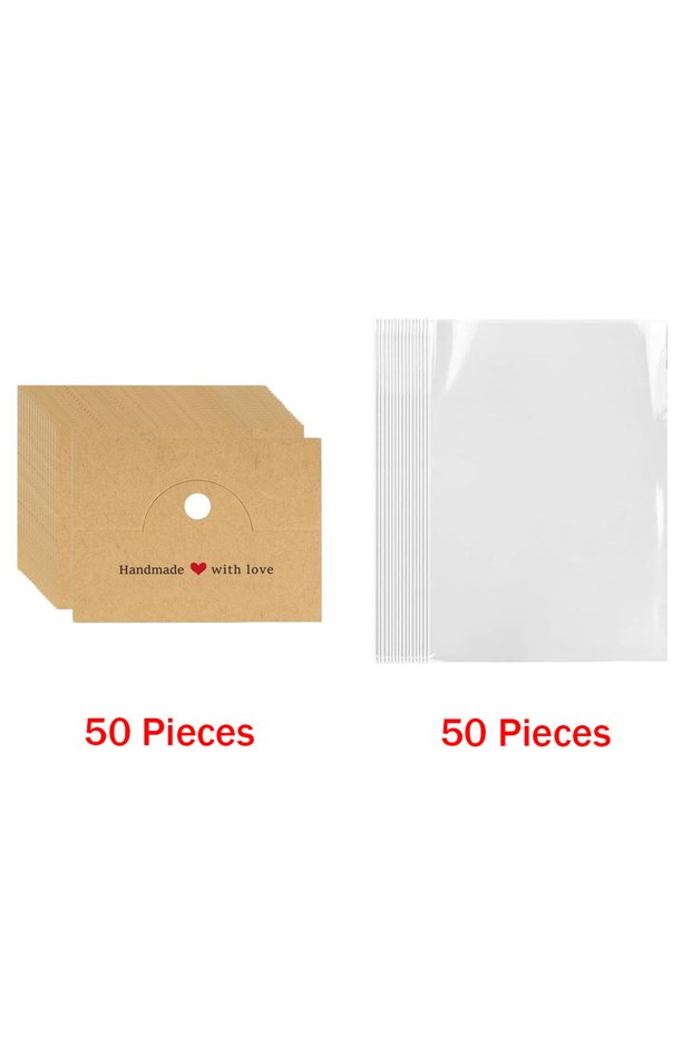 Brown 100Pcs Jewelry Package Bags,including 50bags and 50cards, jewelry display clear bags,bracelets