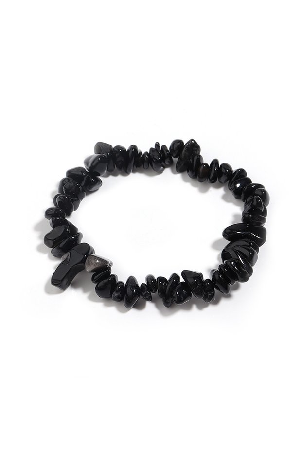 Obsidian Reiki treatment Crystal Quartz Natural Stone Bracelet Charm Raw chip Healing Chakra Yoga St