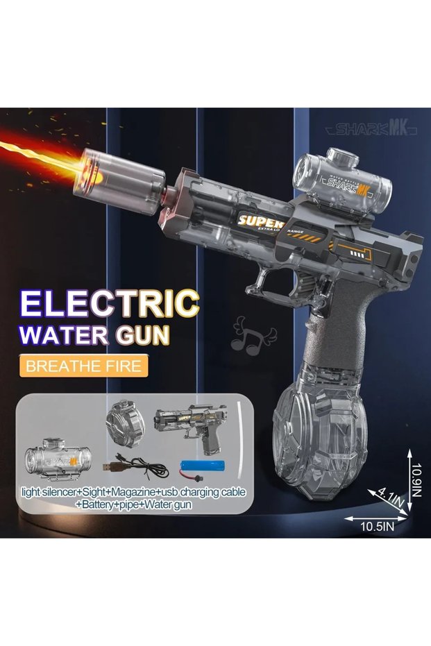 GRAY Simulated Firing and Recoil Electric Water Toys Children Automatic Sensor Lights Water Pistol.