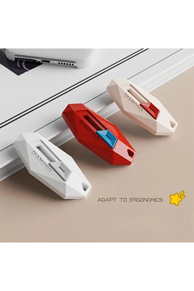3pcs Diamond Design Unbox Knife Safety Round Head Cutter Magnetic Carton Box Cutter for Opening Pack