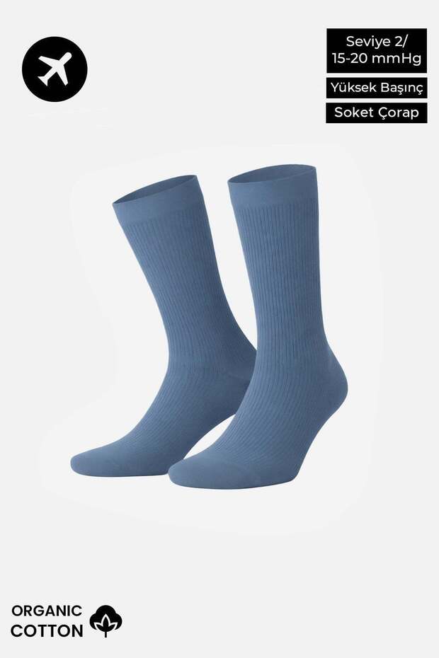 Unisex Organic Cotton Flight and Pilot Socks with Special Firming Technology, Midnight Blue