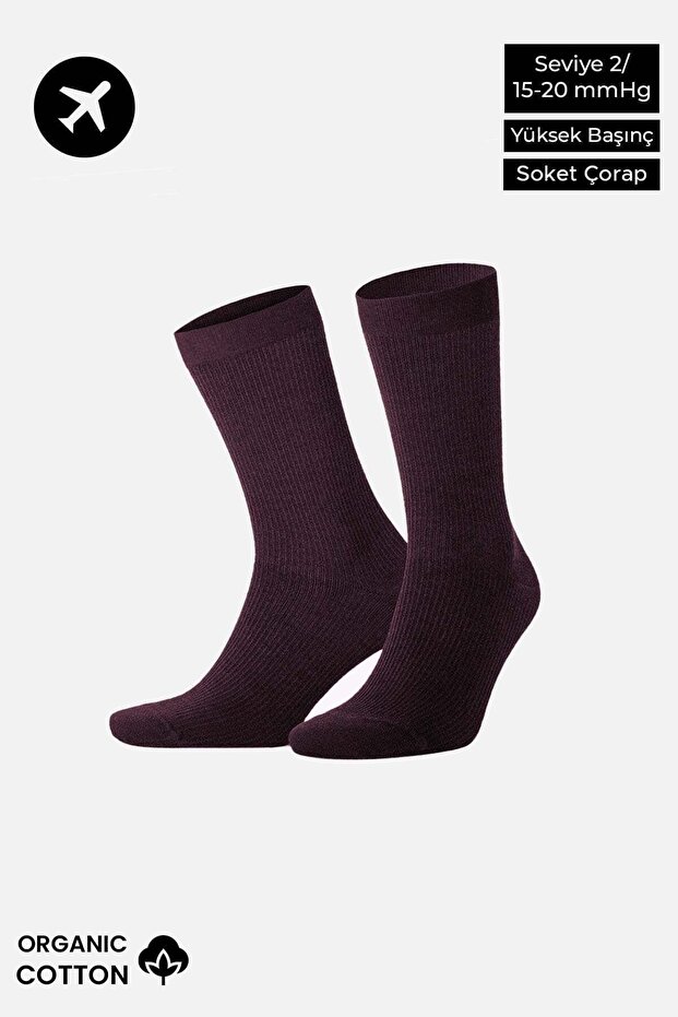 Unisex Organic Cotton Flight and Pilot Socks with Special Firming Technology Purple