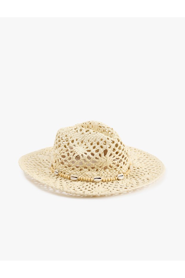 Seashell Detailed Straw Hat
