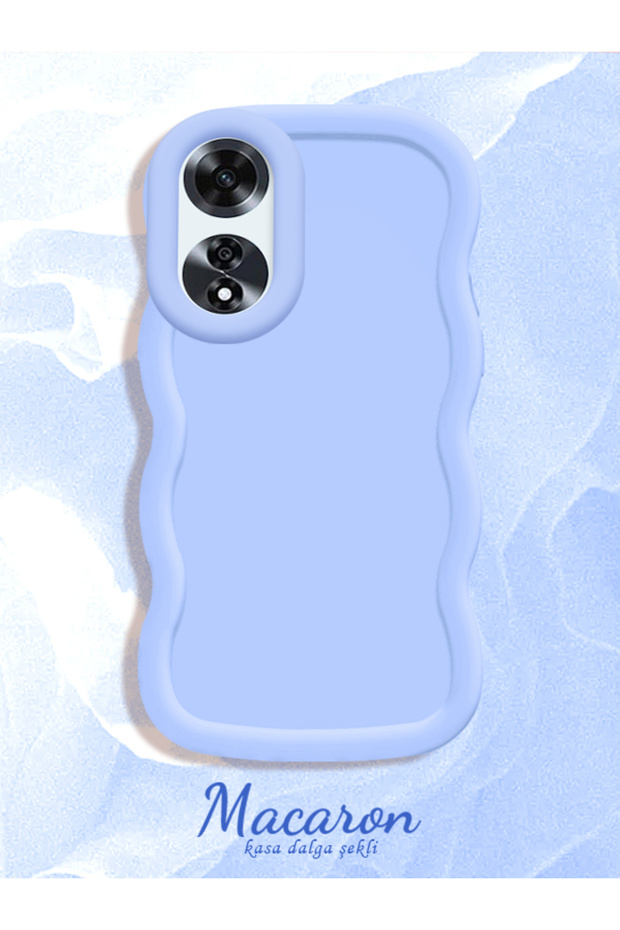 Simple Blue Silicone Phone Case Compatible with Oppo A60 Shockproof