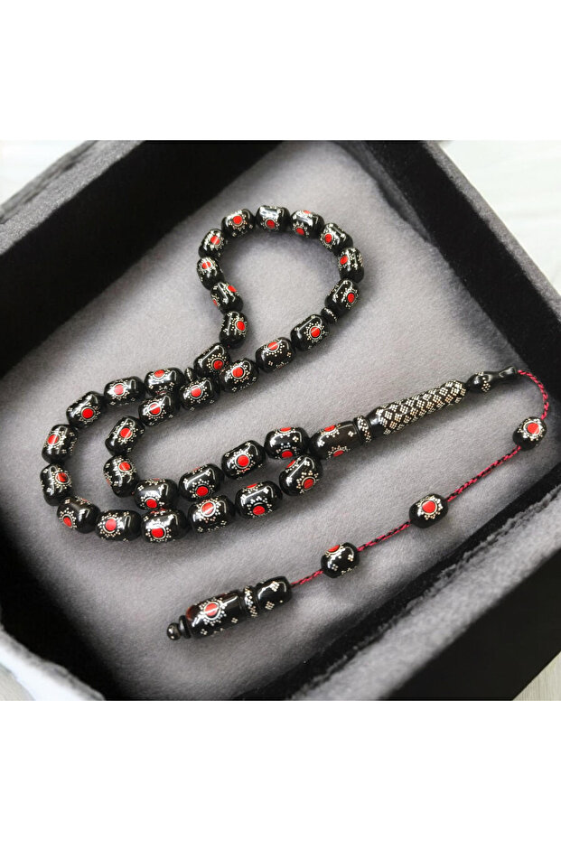 Premium Class Special Silver Engraved Capsule Cut Kuka Prayer Beads