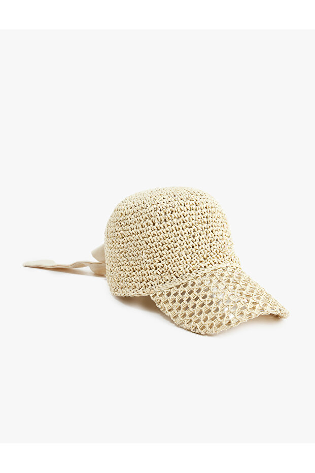 Straw Hat with Tie Back and Bow Detail