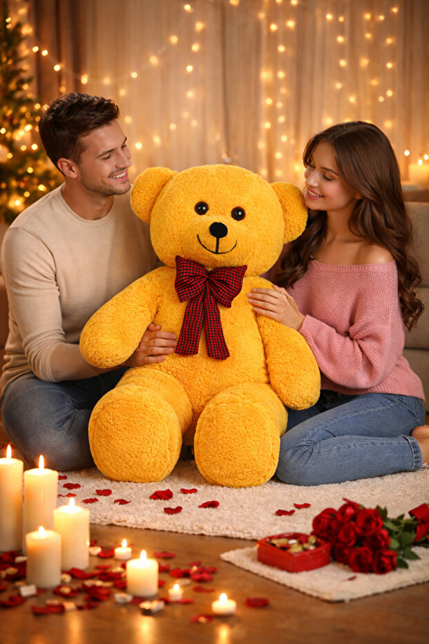 80 cm Plush Teddy Bear with Bow Tie – Large Size Cute Toy & Special for Lovers