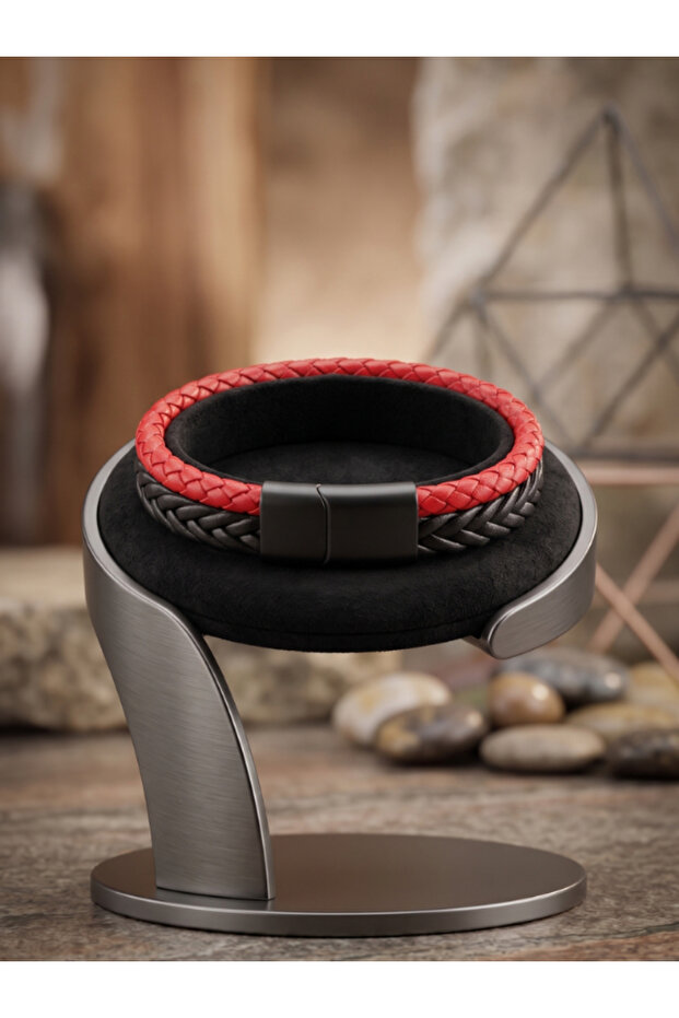 Magnetic Leather Hand-Knitted Double Bracelet Father's Day Gift