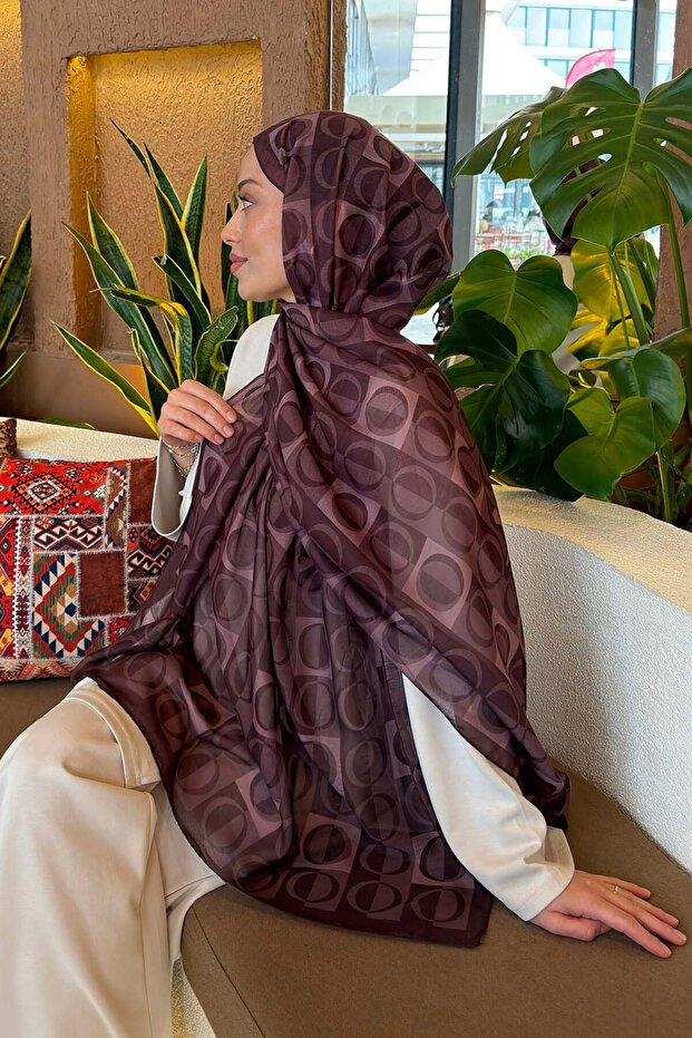 Ring Pattern Ferah Shawl Brown - 4
