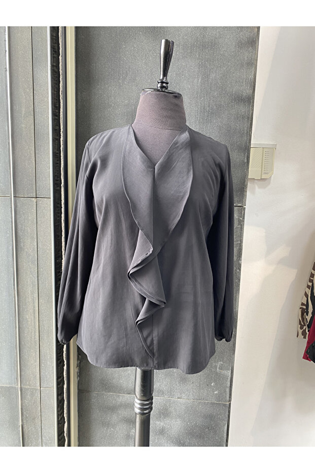 Plus Size Front Ruffle Modal Blouse Shirt - 6