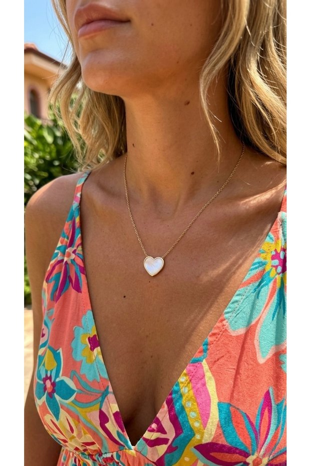 Steel Necklace with Tarnish Resistant Antiallergic Heart Figure (2 YEARS IMPORTER GUARANTEE)