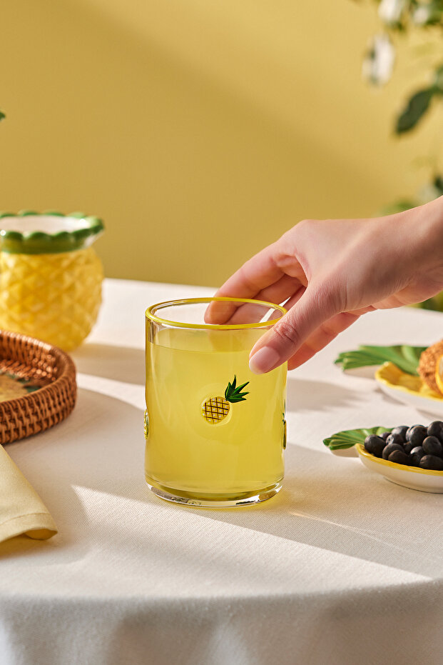 Pineapple Pineapple Patterned Soft Drink Glass 420 ml - 5