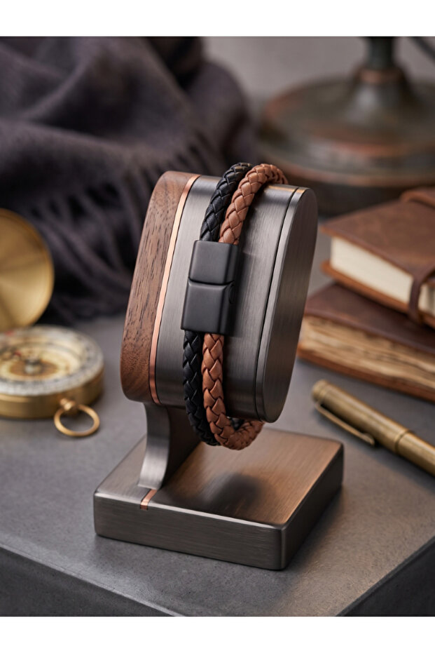 Magnetic Leather Hand-Knitted Men's Bracelet Father's Day Gift