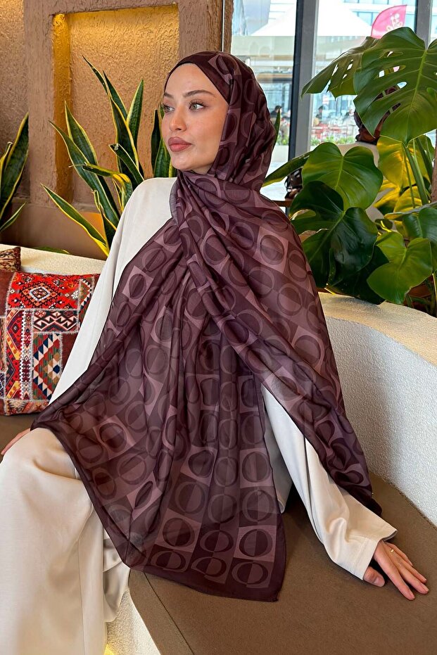 Ring Pattern Ferah Shawl Brown - 3