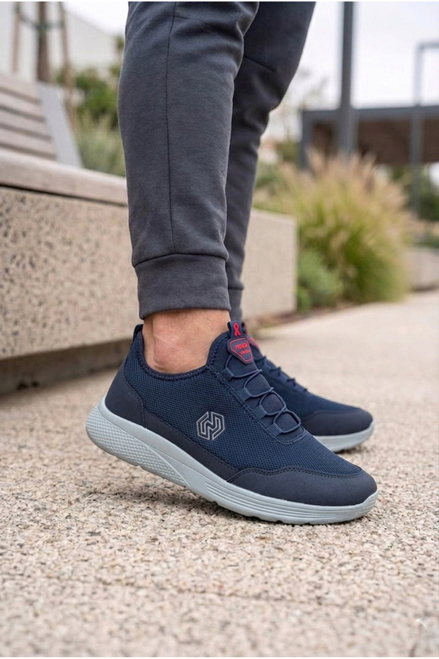 Rf Ultra Light Comfortable Sole Walking Running Laceless Men's Sports Shoes Sneaker Navy Blue
