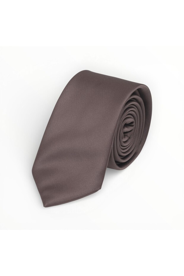 Men's Brown Satin Tie 6 cm Classic Plain