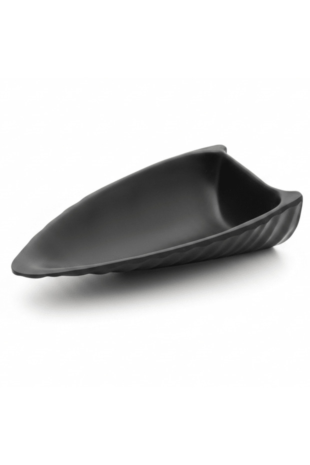 Hi-Luxe Black Melamine Leaf Snack Serving Plate