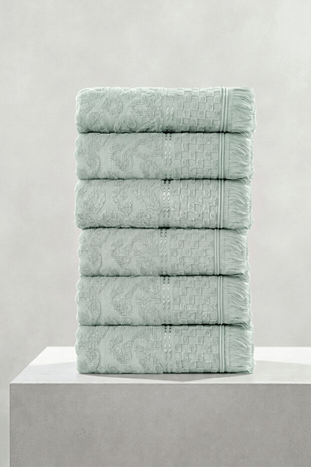 6-Pack Agora Mint Hand Towels - 50X80 Cm, 170 Gr, 100% Cotton, Spa and Hotel Towels