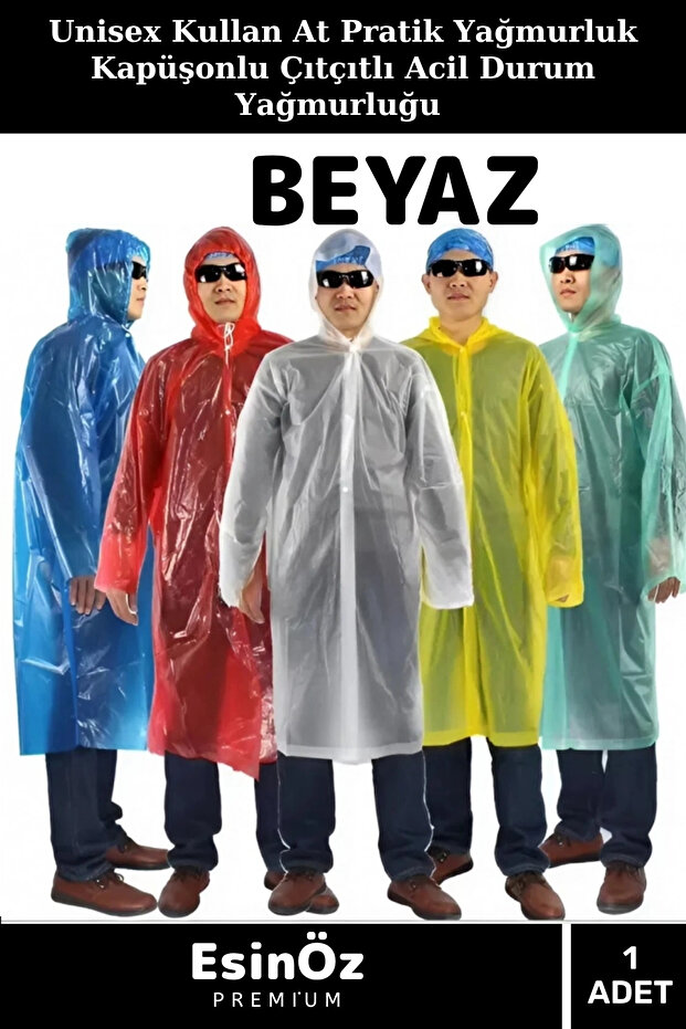 # Raincoat Disposable Practical Rain Coat with Hood Snap Fastener Emergency Raincoat for Camping, Concerts and Festivals