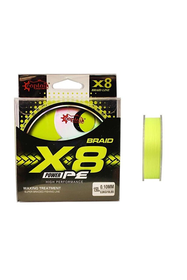 X8 Power Pe 8 Strand Spin Fishing Line 150m Lemon Yellow Standard - 0.14 mm