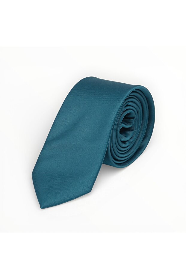 Men's Petrol Satin Tie 6 cm Classic Plain