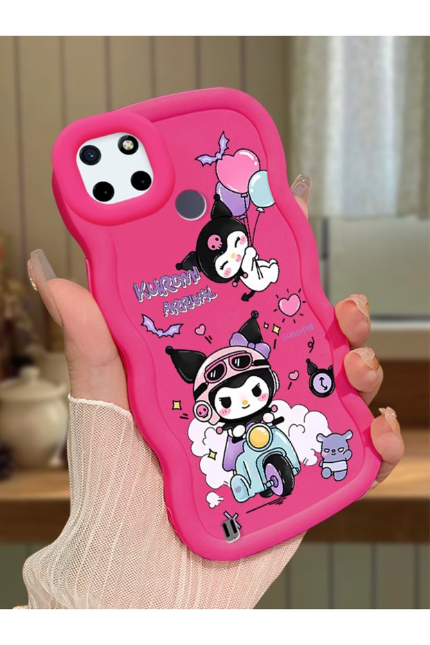 Realme C25Y Compatible Shockproof Simple Red Silicone Phone Case Kuromi Pattern