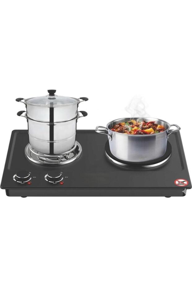 2500W Double Electric Hot Plate Cooktop - Portable Dual Burner Countertop Stove, 220V-240V