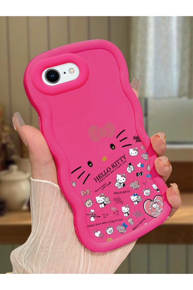 حافظة هاتف من السيليكون الأحمر البسيط المقاوم للصدمات متوافقة مع هاتف iPhone 8 بنمط Hello Kitty