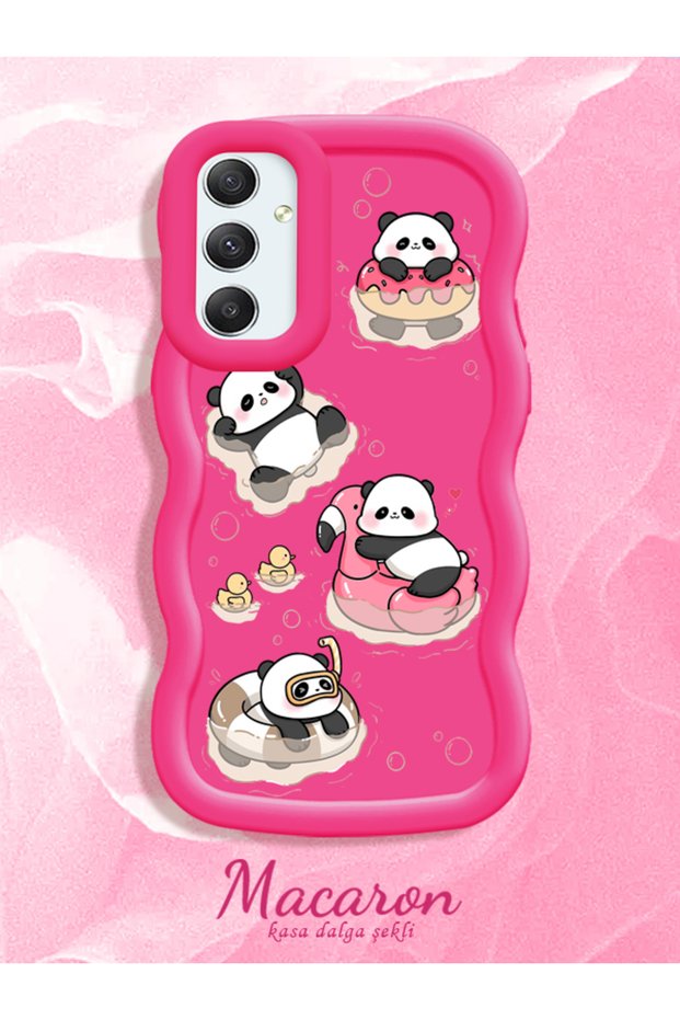 Simple Red Silicone Phone Case Panda Pattern Shockproof Compatible with Samsung Galaxy A34 5g