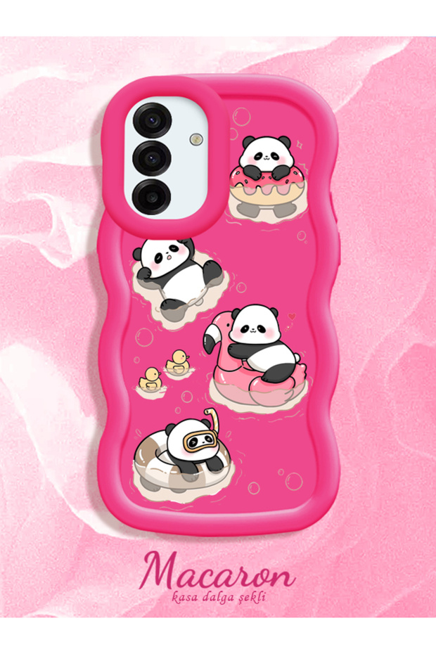 Simple Red Silicone Phone Case Panda Pattern Compatible with Samsung Galaxy A17 Shockproof