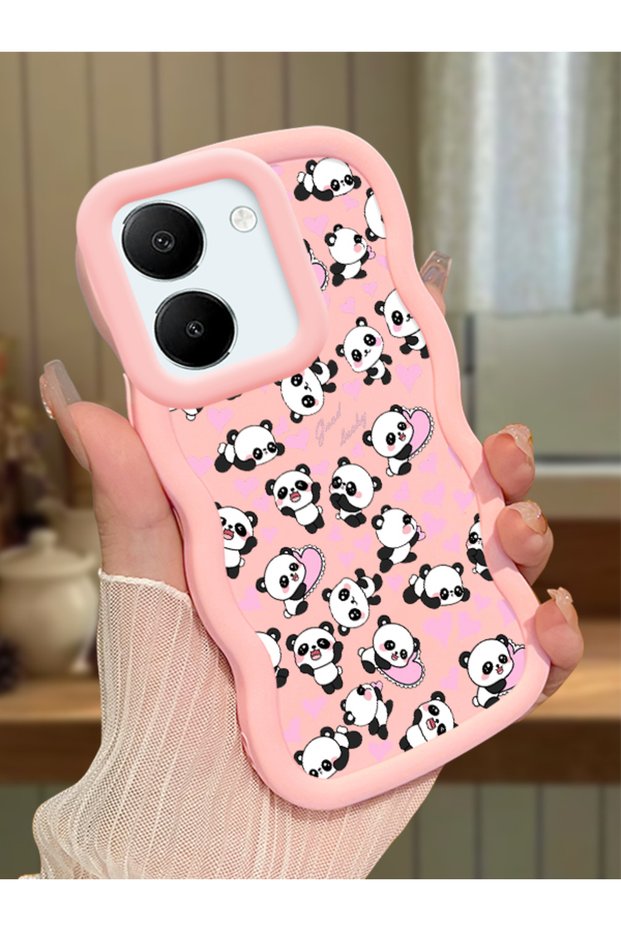Vivo Y36 5g Compatible Shockproof Simple Pink Silicone Phone Case Panda Pattern