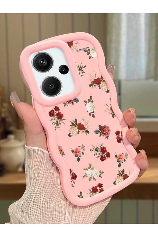 Redmi Note 13 Pro Plus 5g Compatible Shockproof Simple Pink Silicone Phone Case Flower Pattern