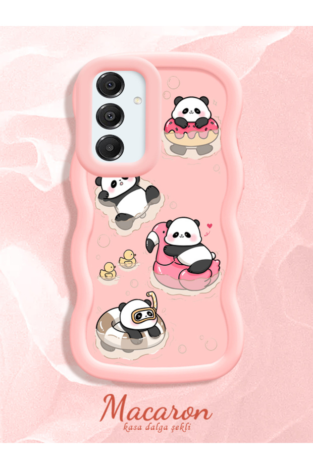 Simple Pink Silicone Phone Case Panda Pattern Compatible with Samsung Galaxy A16 Shockproof