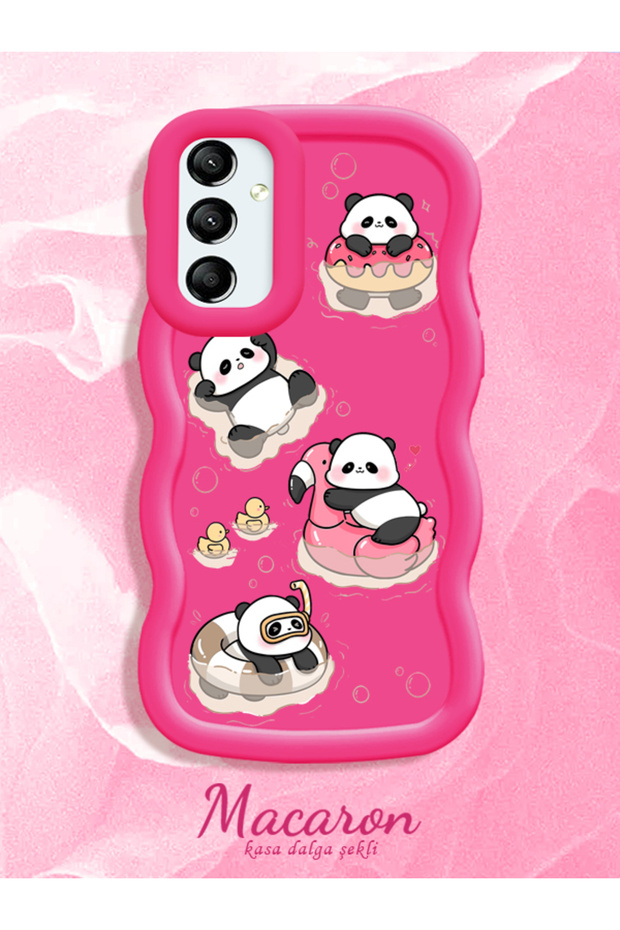 Simple Red Silicone Phone Case Panda Pattern Compatible with Samsung Galaxy A24 Shockproof