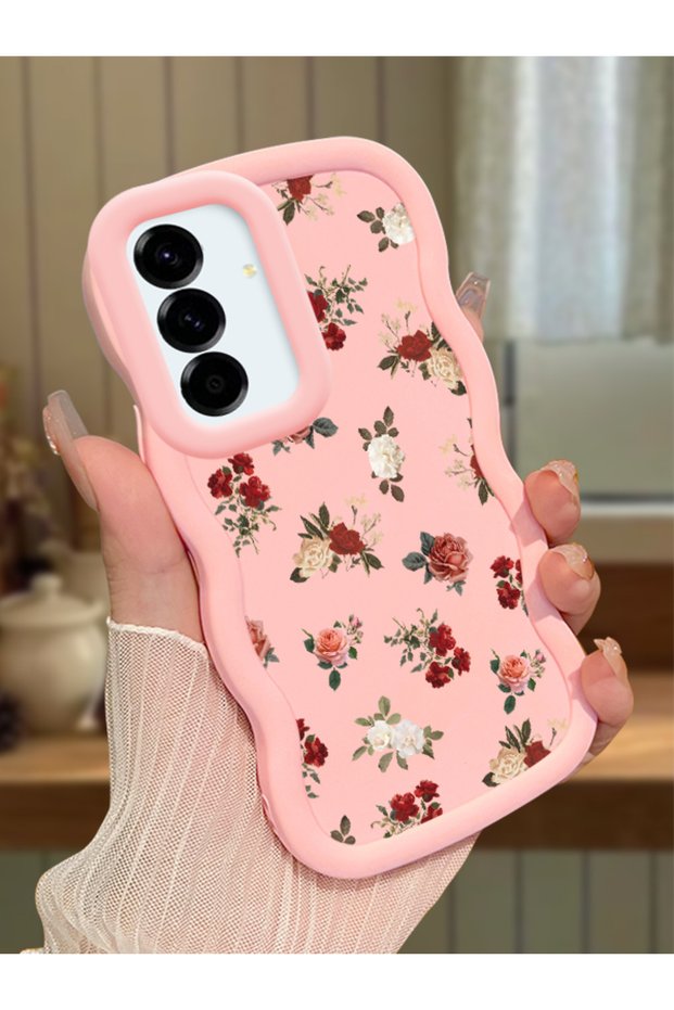 Samsung Galaxy A56 Compatible Shockproof Simple Pink Silicone Phone Case Flower Pattern