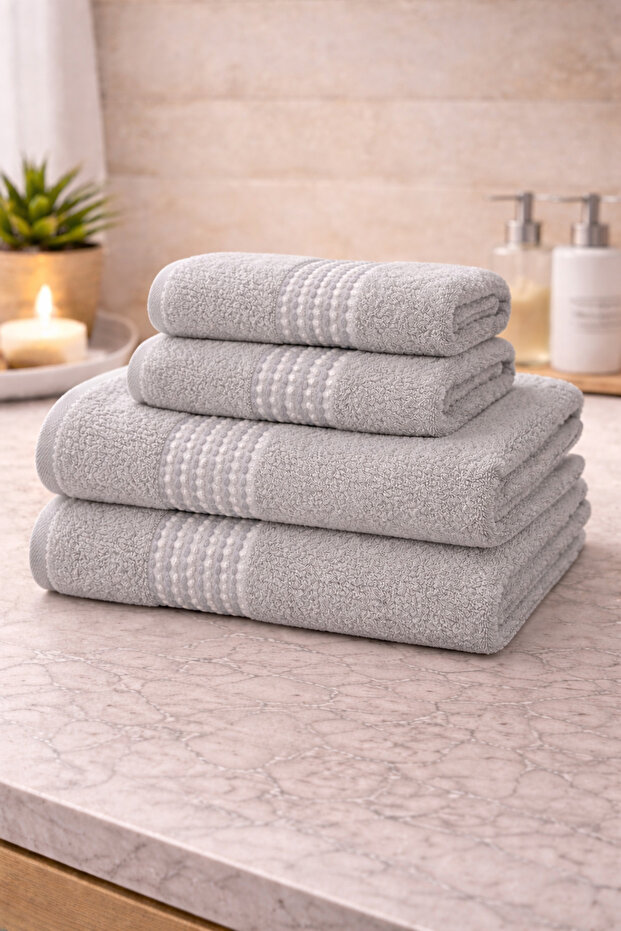 4-Piece Bath Towel Set 100% Cotton Premium Soft Absorbent Towel Set Hand and Face Towel Set Bathhouse Set