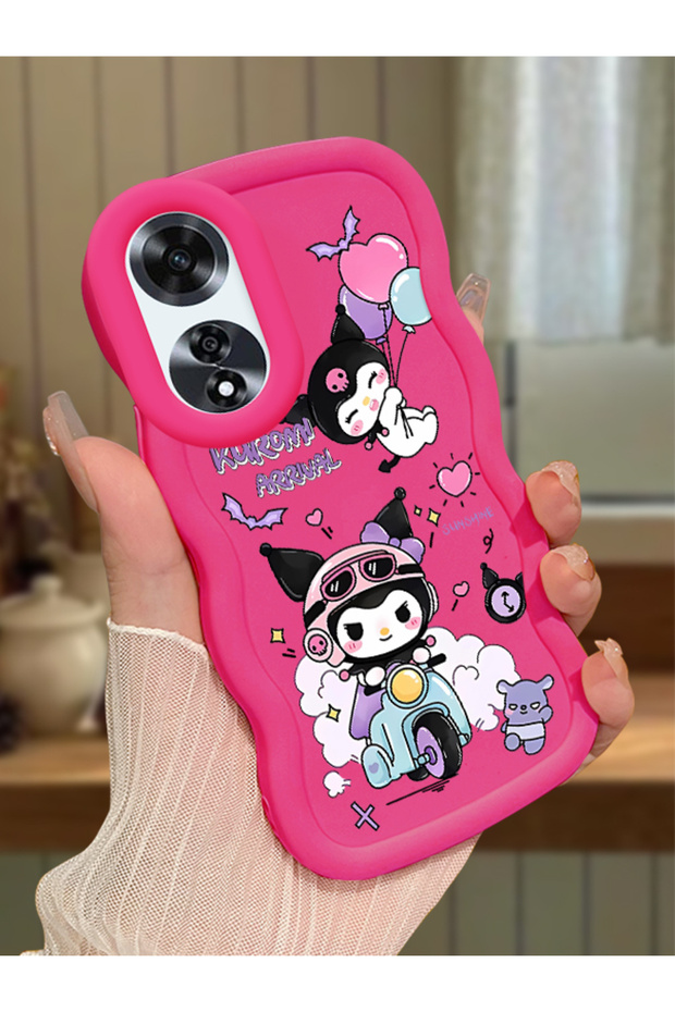 Oppo A60 Compatible Shockproof Simple Red Silicone Phone Case Kuromi Pattern